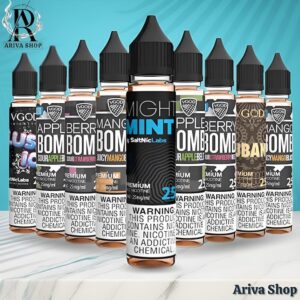 سالت اورجینال ویگاد اورجینال با بهترین قیمت بازار و پلمپ کمپانی،WITH COMPANY VACCIUM VGOD ICED MIXED DOUBLE APPLE SALTNIC